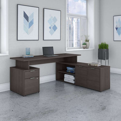 Bush Furniture - Jamestown 72W L Shaped Desk with Drawers in Storm Gray - JTN009SGSU veiw 4