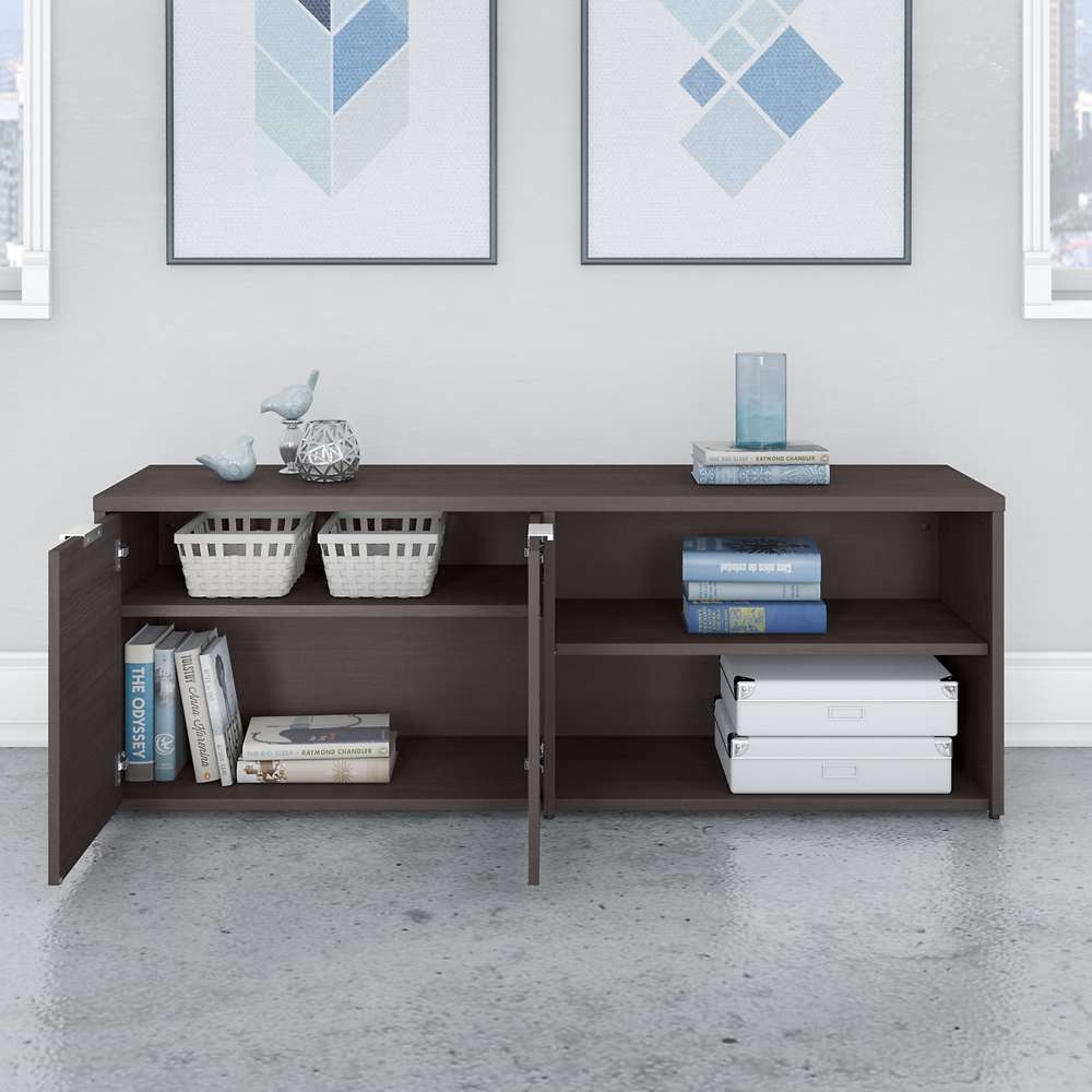 Bush Furniture - Jamestown Low Storage Cabinet with Doors and Shelves in Storm Gray - JTS160SG veiw 3