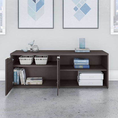 Bush Furniture - Jamestown Low Storage Cabinet with Doors and Shelves in Storm Gray - JTS160SG veiw 3