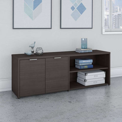 Bush Furniture - Jamestown Low Storage Cabinet with Doors and Shelves in Storm Gray - JTS160SG veiw 4