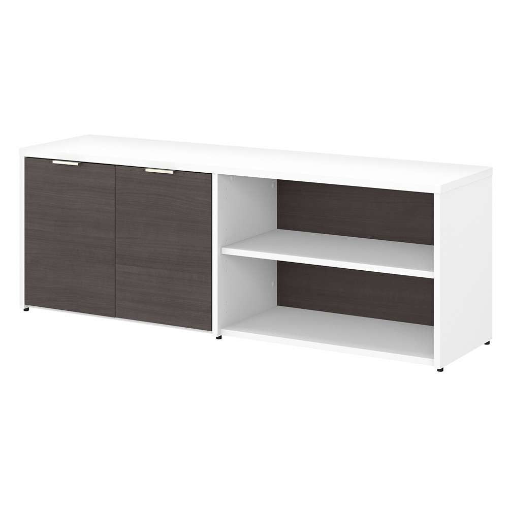 Bush Furniture - Jamestown Low Storage Cabinet with Doors and Shelves in White and Storm Gray - JTS160SGWH veiw 1