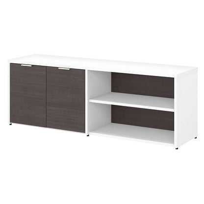 Bush Furniture - Jamestown Low Storage Cabinet with Doors and Shelves in White and Storm Gray - JTS160SGWH veiw 1