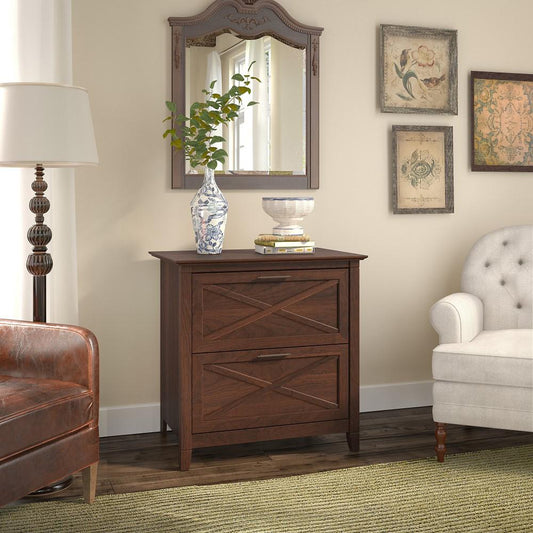 Bush Furniture - Key West 2 Drawer Lateral File Cabinet in Bing Cherry - KWF130BC-03 veiw 2