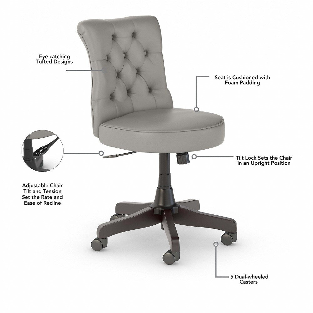 Bush Furniture - Key West 54W Computer Desk with Storage and Mid Back Tufted Office Chair in Cape Cod Gray - KWS020CG veiw 4