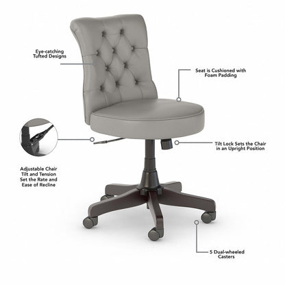 Bush Furniture - Key West 54W Computer Desk with Storage and Mid Back Tufted Office Chair in Cape Cod Gray - KWS020CG veiw 4