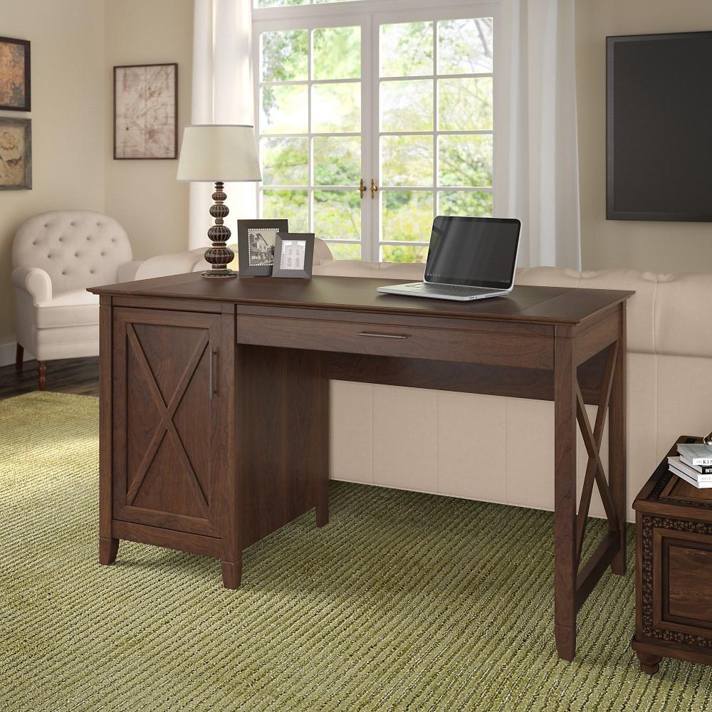 Bush Furniture - Key West 54W Computer Desk with Storage in Bing Cherry - KWD154BC-03 veiw 2