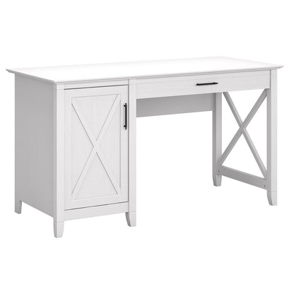 Bush Furniture - Key West 54W Computer Desk with Storage in Pure White Oak - KWD154WT-03 veiw 1