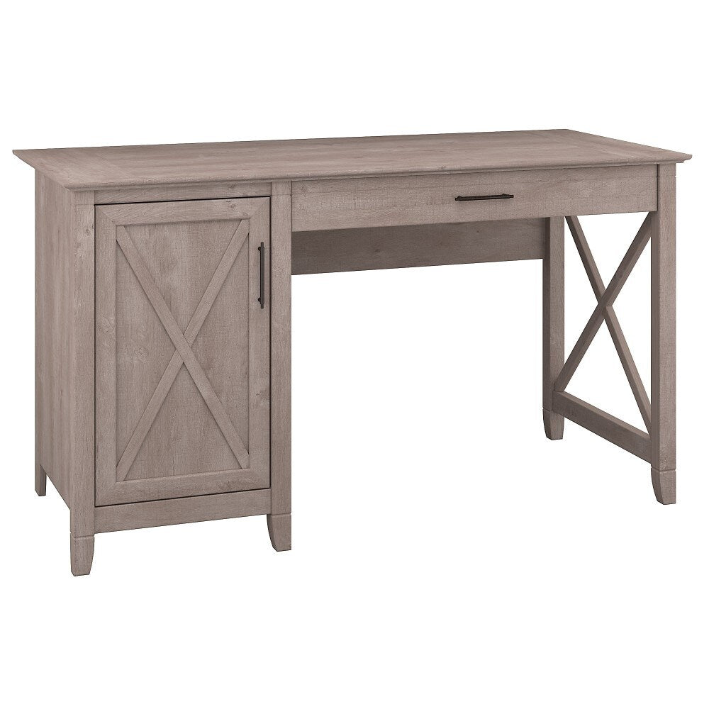 Bush Furniture - Key West 54W Computer Desk with Storage in Washed Gray - KWD154WG-03 veiw 1