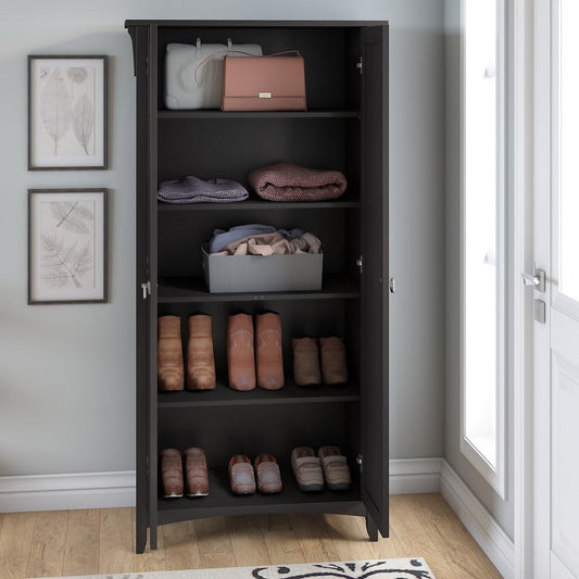 Bush Furniture - Salinas Tall Storage Cabinet with Doors in Vintage Black - SAS332VB-03 veiw 2
