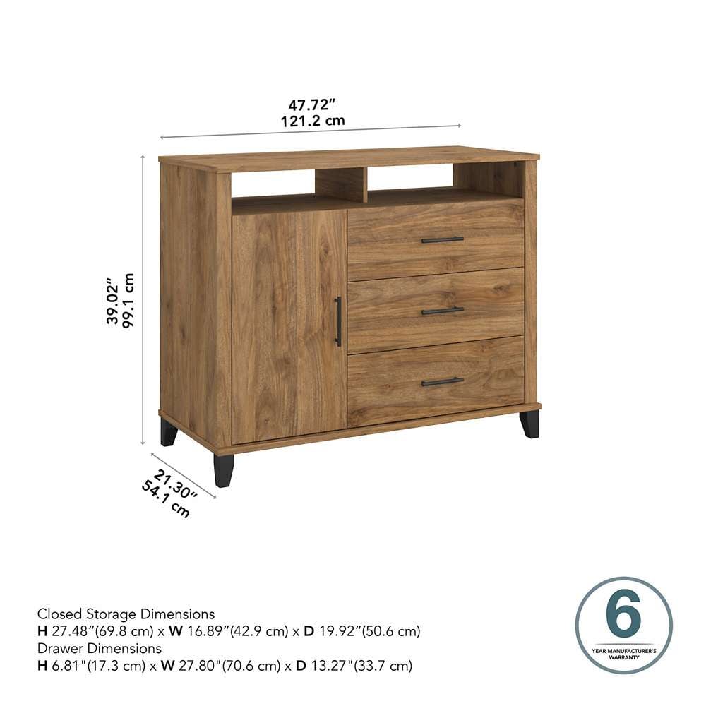 Bush Furniture - Somerset 3 Drawer Dresser and Bedroom TV Stand in Fresh Walnut - STV148FWK veiw 3
