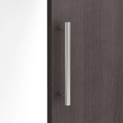 Bush Furniture - Somerset 60W L Shaped Desk with Hutch and Lateral File Cabinet in White and Storm Gray - SET008SGWH veiw 4