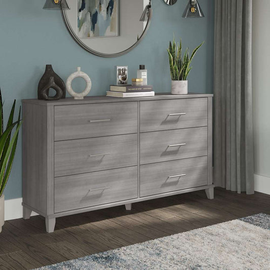 Bush Furniture - Somerset 6 Drawer Dresser in Platinum Gray - STS160PGK veiw 2