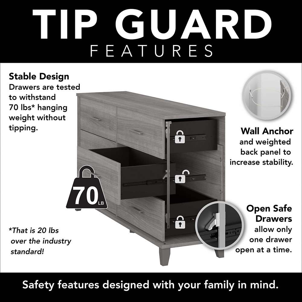 Bush Furniture - Somerset 6 Drawer Dresser in Platinum Gray - STS160PGK veiw 4