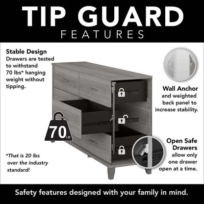 Bush Furniture - Somerset 6 Drawer Dresser in Platinum Gray - STS160PGK veiw 4