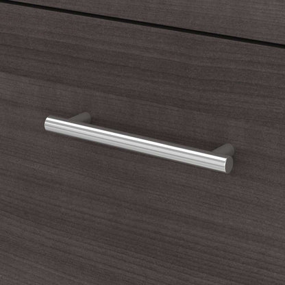 Bush Furniture - Somerset 72W L Shaped Desk with Hutch and 5 Shelf Bookcase in White and Storm Gray - SET011SGWH veiw 4