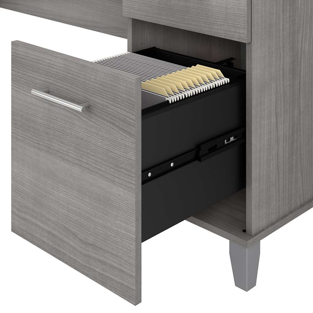 Bush Furniture - Somerset 72W L Shaped Desk with Hutch and Lateral File Cabinet in Platinum Gray - SET009PG veiw 5