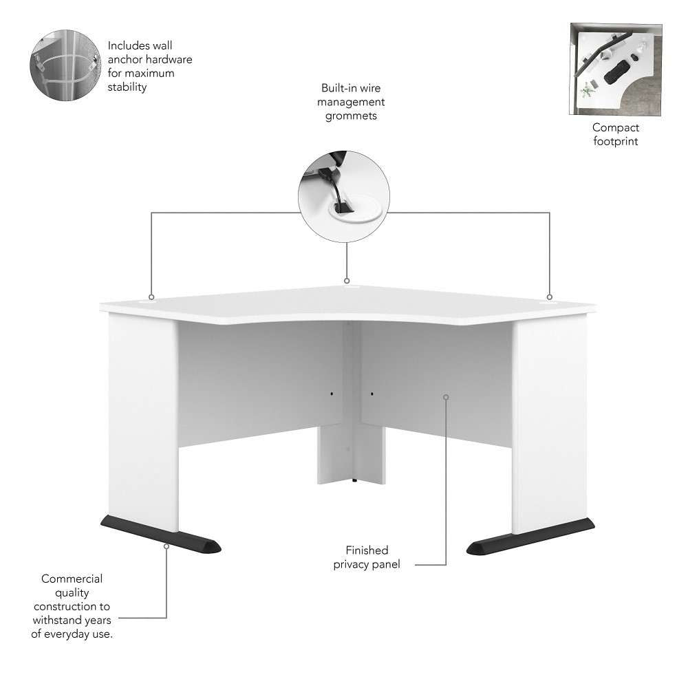 Bush Furniture - Studio A 48W Corner Computer Desk in White - SDD148WH veiw 3