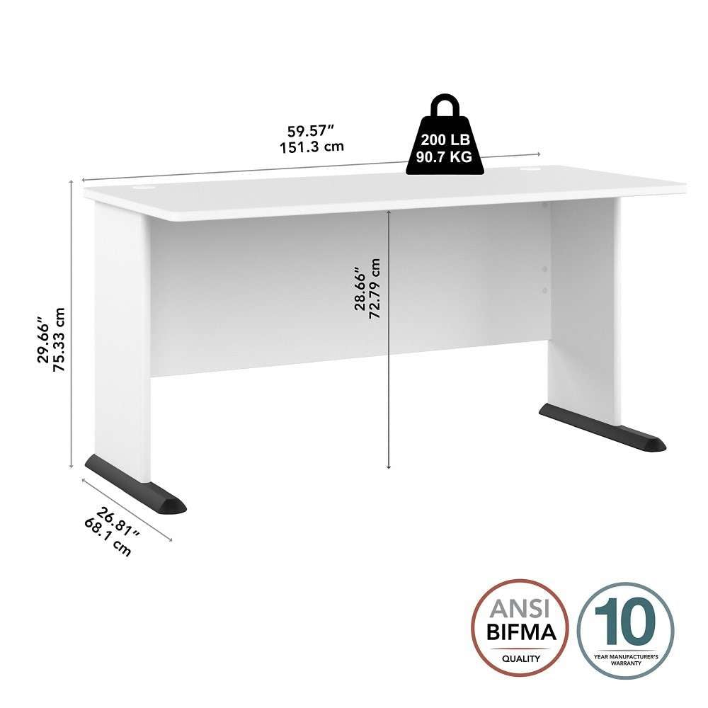 Bush Furniture - Studio A 60W Computer Desk in White - SDD160WH veiw 6