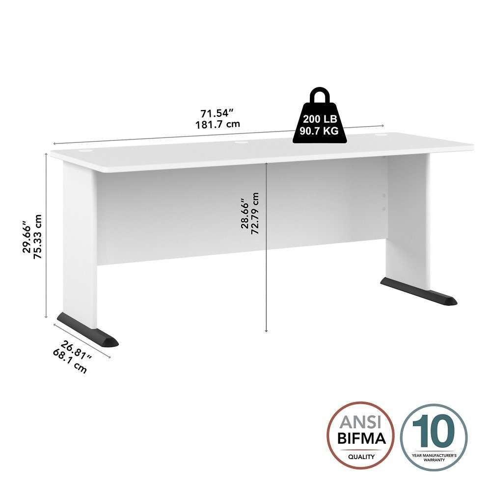 Bush Furniture - Studio A 72W Computer Desk in White - SDD172WH veiw 6