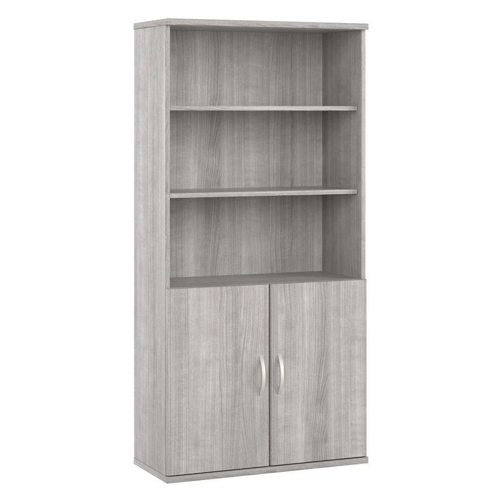 Bush Furniture - Studio A Tall 5 Shelf Bookcase with Doors in Platinum Gray - STA010PG veiw 2