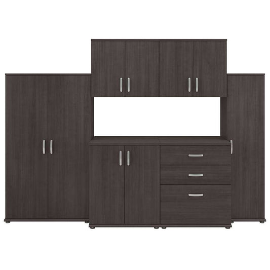 Bush Furniture - Universal 108W 6 Piece Modular Storage Set with Floor and Wall Cabinets in Storm Gray - UNS002SG veiw 1