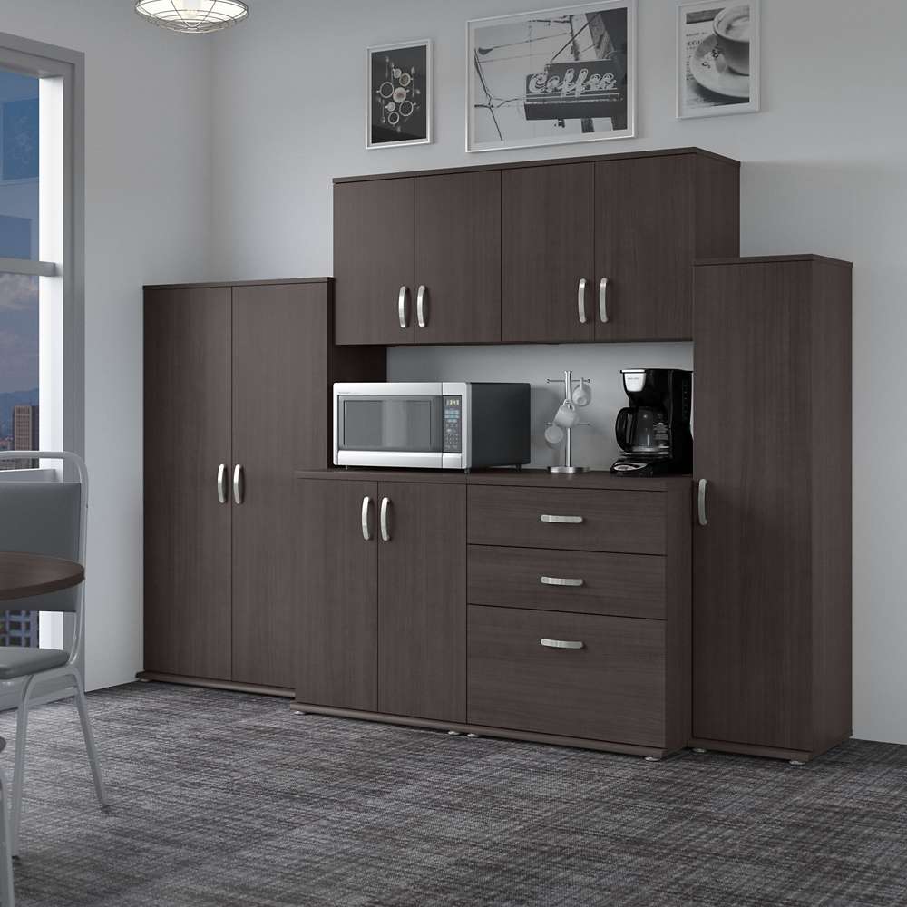 Bush Furniture - Universal 108W 6 Piece Modular Storage Set with Floor and Wall Cabinets in Storm Gray - UNS002SG veiw 4
