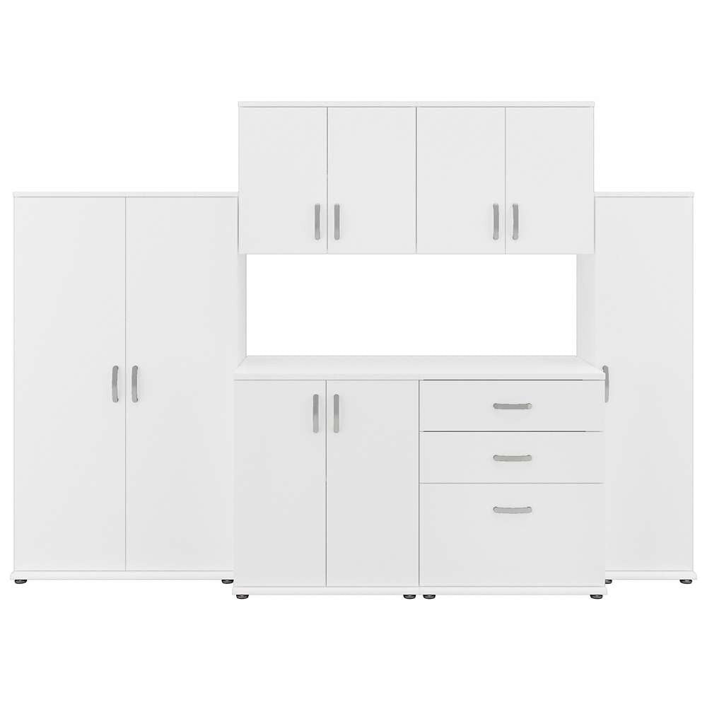 Bush Furniture - Universal 108W 6 Piece Modular Storage Set with Floor and Wall Cabinets in White - UNS002WH veiw 1