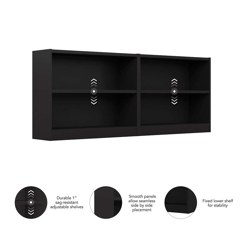 Bush Furniture - Universal 2 Shelf Bookcase in Black (Set of 2) - UB001BL veiw 3