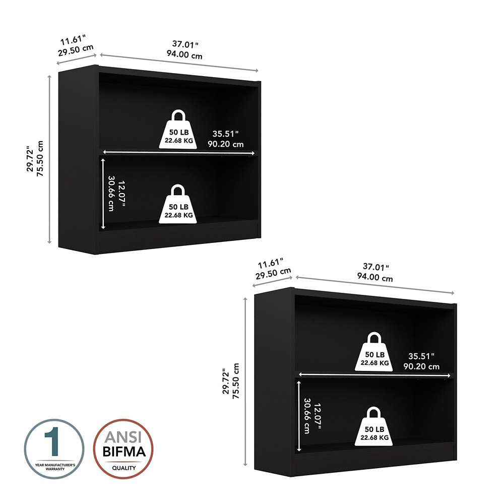 Bush Furniture - Universal 2 Shelf Bookcase in Black (Set of 2) - UB001BL veiw 5
