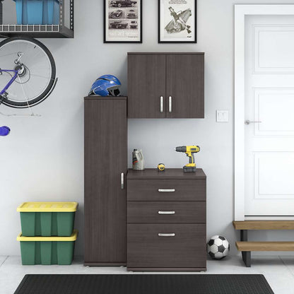 Bush Furniture - Universal 3 Piece Modular 44W Garage Storage Set with Floor and Wall Cabinets in Storm Gray - GAS005SG veiw 2