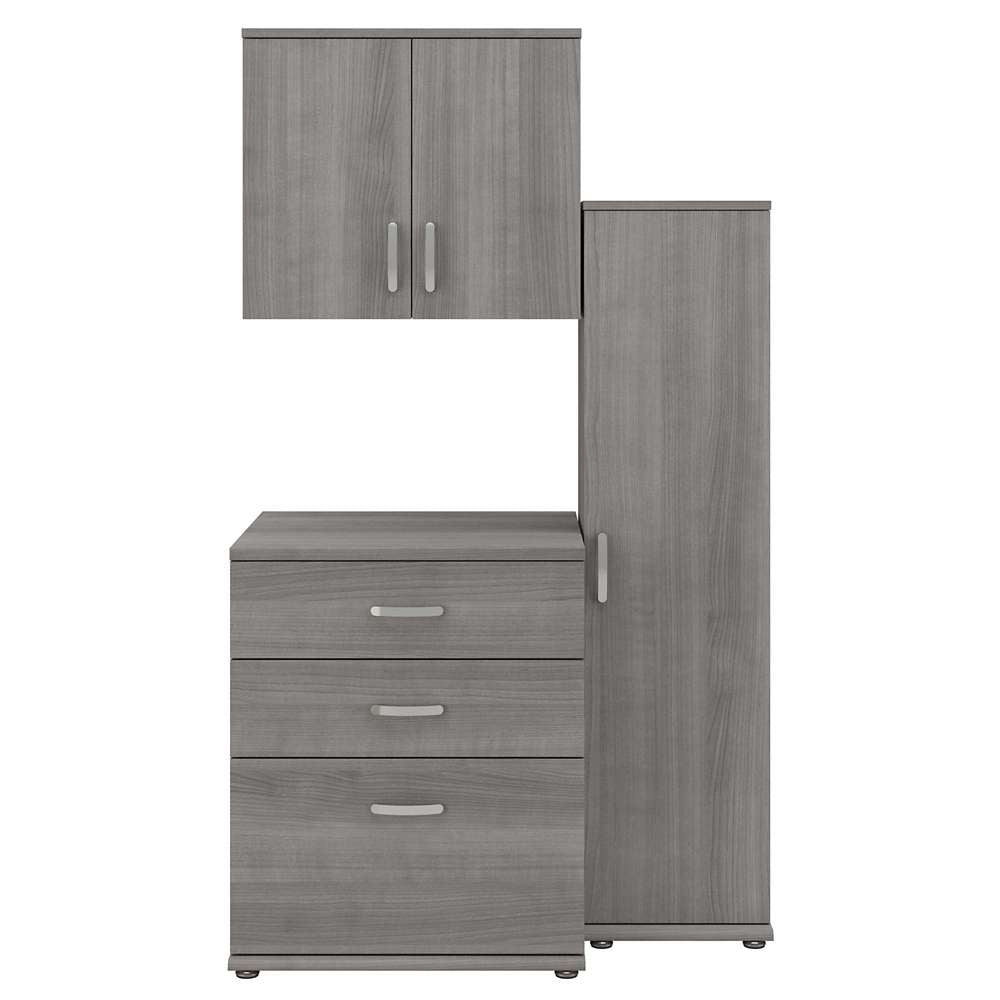 Bush Furniture - Universal 3 Piece Modular 44W 44W Laundry Room Storage Set with Floor and Wall Cabinets in Platinum Gray - LNS005PG veiw 1