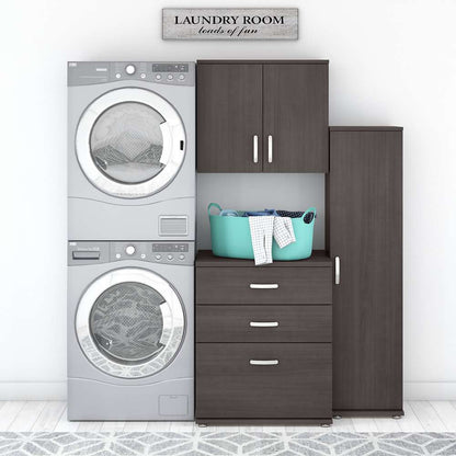 Bush Furniture - Universal 3 Piece Modular 44W 44W Laundry Room Storage Set with Floor and Wall Cabinets in Storm Gray - LNS005SG veiw 2