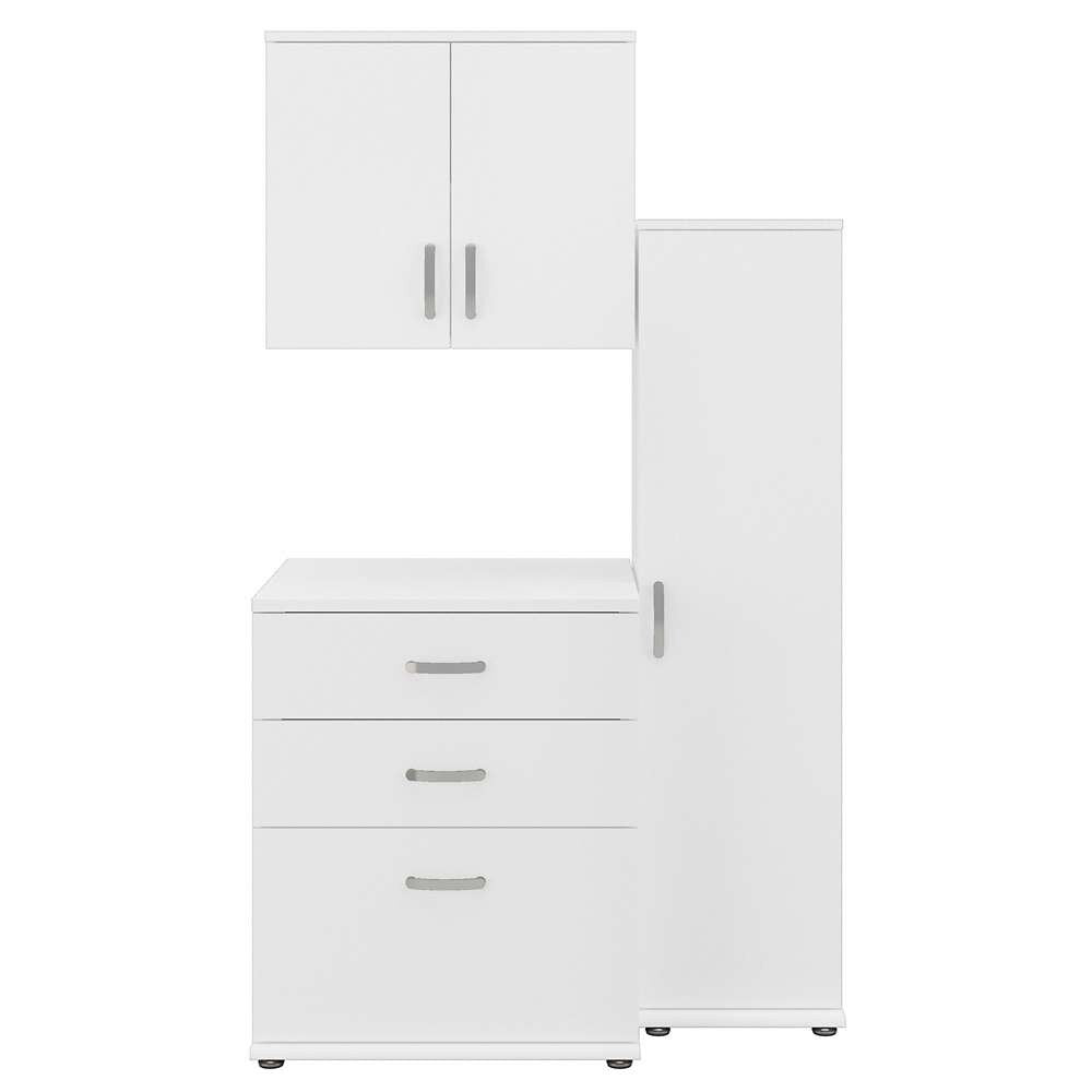 Bush Furniture - Universal 3 Piece Modular 44W 44W Laundry Room Storage Set with Floor and Wall Cabinets in White - LNS005WH veiw 1