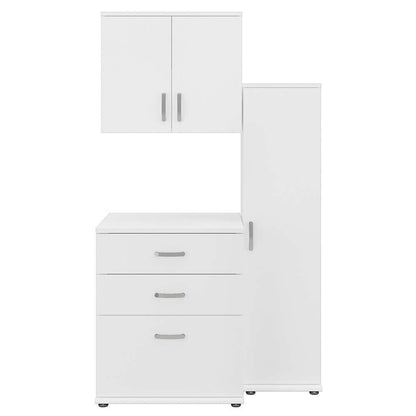 Bush Furniture - Universal 3 Piece Modular 44W 44W Laundry Room Storage Set with Floor and Wall Cabinets in White - LNS005WH veiw 1