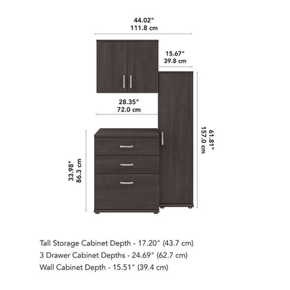 Bush Furniture - Universal 44W 3 Piece Modular Storage Set with Floor and Wall Cabinets in Storm Gray - UNS005SG veiw 6
