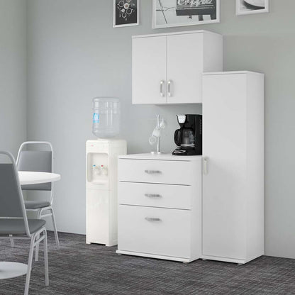 Bush Furniture - Universal 44W 3 Piece Modular Storage Set with Floor and Wall Cabinets in White - UNS005WH veiw 4