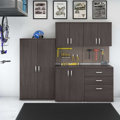 Bush Furniture - Universal 5 Piece Modular 92W Garage Storage Set with Floor and Wall Cabinets in Storm Gray - GAS003SG veiw 2