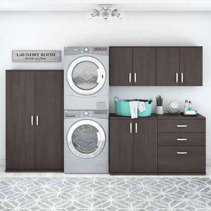 Bush Furniture - Universal 5 Piece Modular 92W 92W Laundry Room Storage Set with Floor and Wall Cabinets in Storm Gray - LNS003SG veiw 2