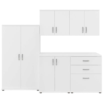 Bush Furniture - Universal 5 Piece Modular 92W 92W Laundry Room Storage Set with Floor and Wall Cabinets in White - LNS003WH veiw 1