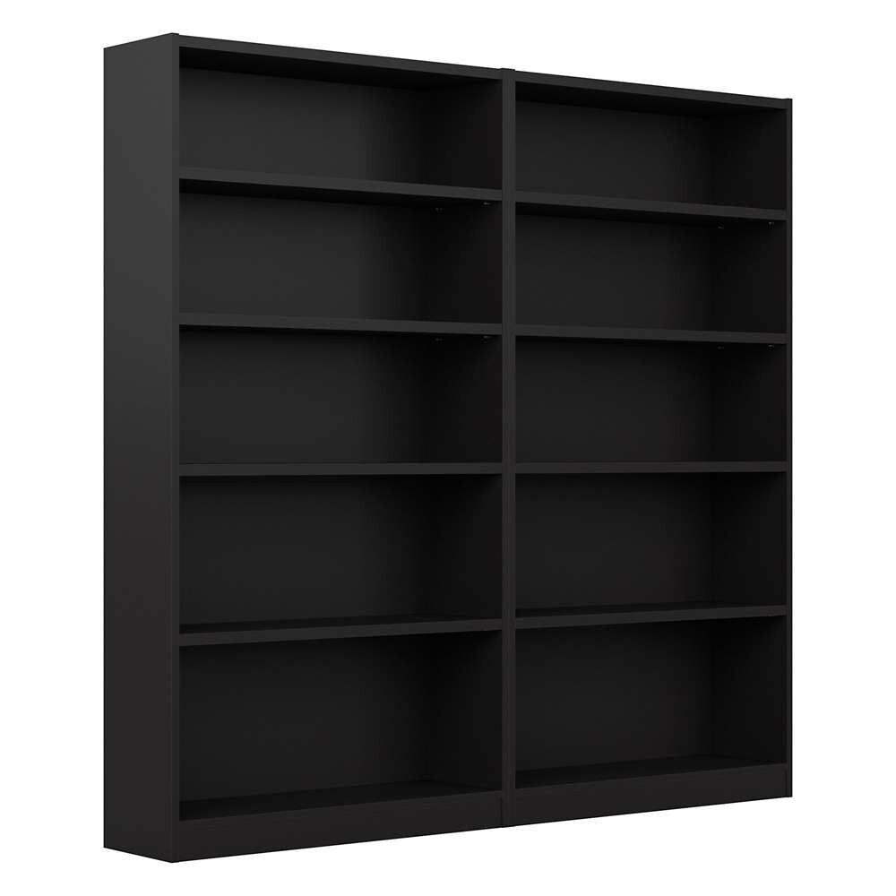 Bush Furniture - Universal 5 Shelf Bookcase in Black (Set of 2) - UB003BL veiw 1