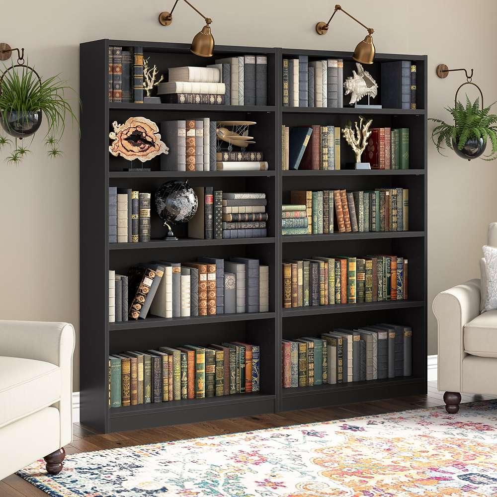 Bush Furniture - Universal 5 Shelf Bookcase in Black (Set of 2) - UB003BL veiw 2