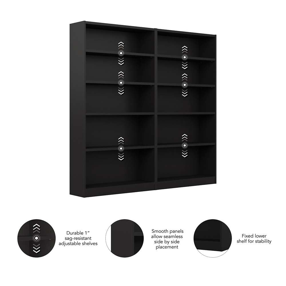 Bush Furniture - Universal 5 Shelf Bookcase in Black (Set of 2) - UB003BL veiw 3