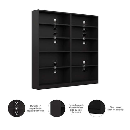 Bush Furniture - Universal 5 Shelf Bookcase in Black (Set of 2) - UB003BL veiw 3