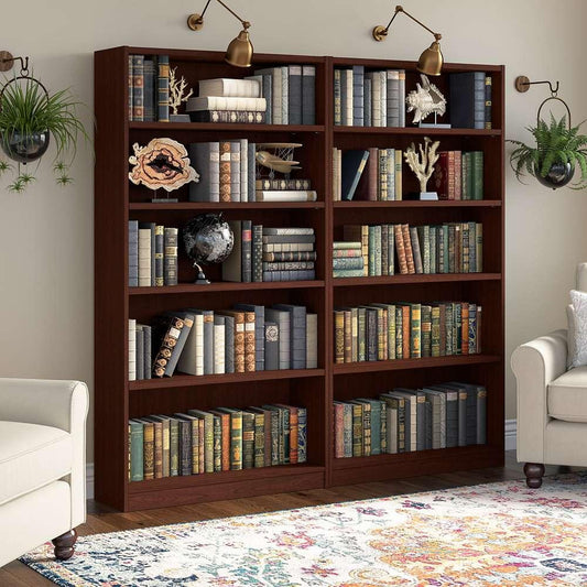 Bush Furniture - Universal 5 Shelf Bookcase in Vogue Cherry (Set of 2) - UB003VC veiw 2