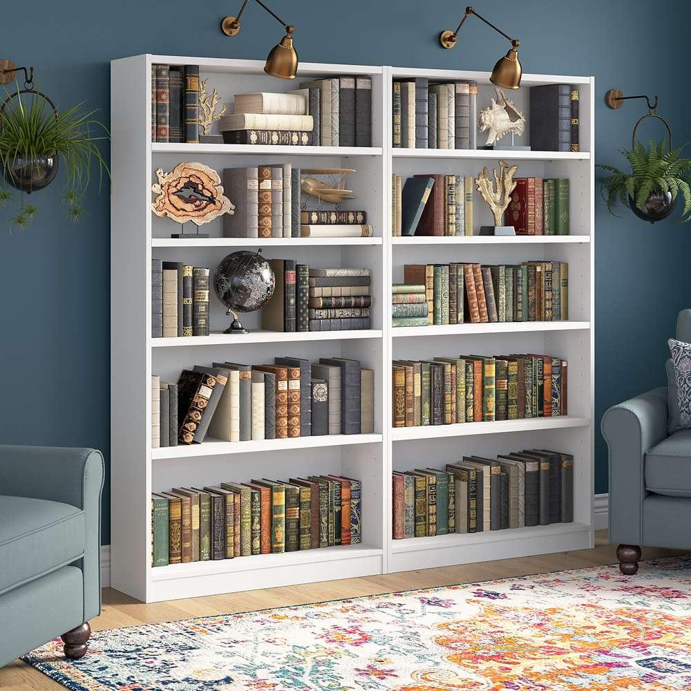 Bush Furniture - Universal 5 Shelf Bookcase in White (Set of 2) - UB003PW veiw 2