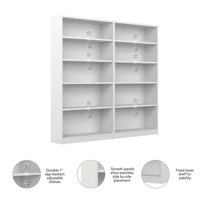 Bush Furniture - Universal 5 Shelf Bookcase in White (Set of 2) - UB003PW veiw 3