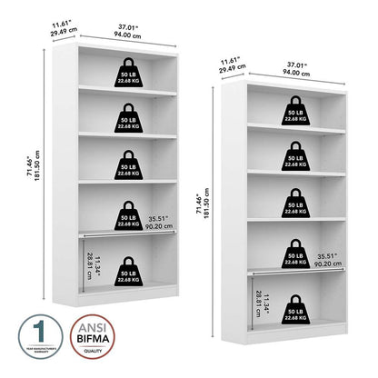 Bush Furniture - Universal 5 Shelf Bookcase in White (Set of 2) - UB003PW veiw 5
