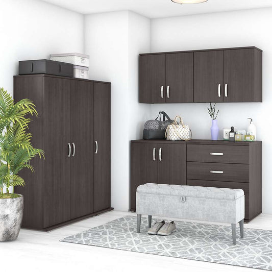 Bush Furniture - Universal 6 Piece Modular 108W Closet Storage Set with Floor and Wall Cabinets in Storm Gray - CLS002SG veiw 2