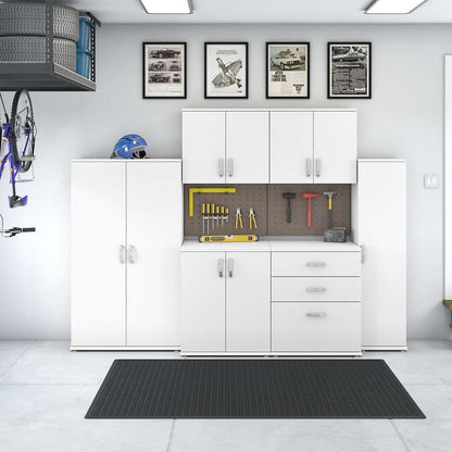 Bush Furniture - Universal 6 Piece Modular 108W Garage Storage Set with Floor and Wall Cabinets in White - GAS002WH veiw 2