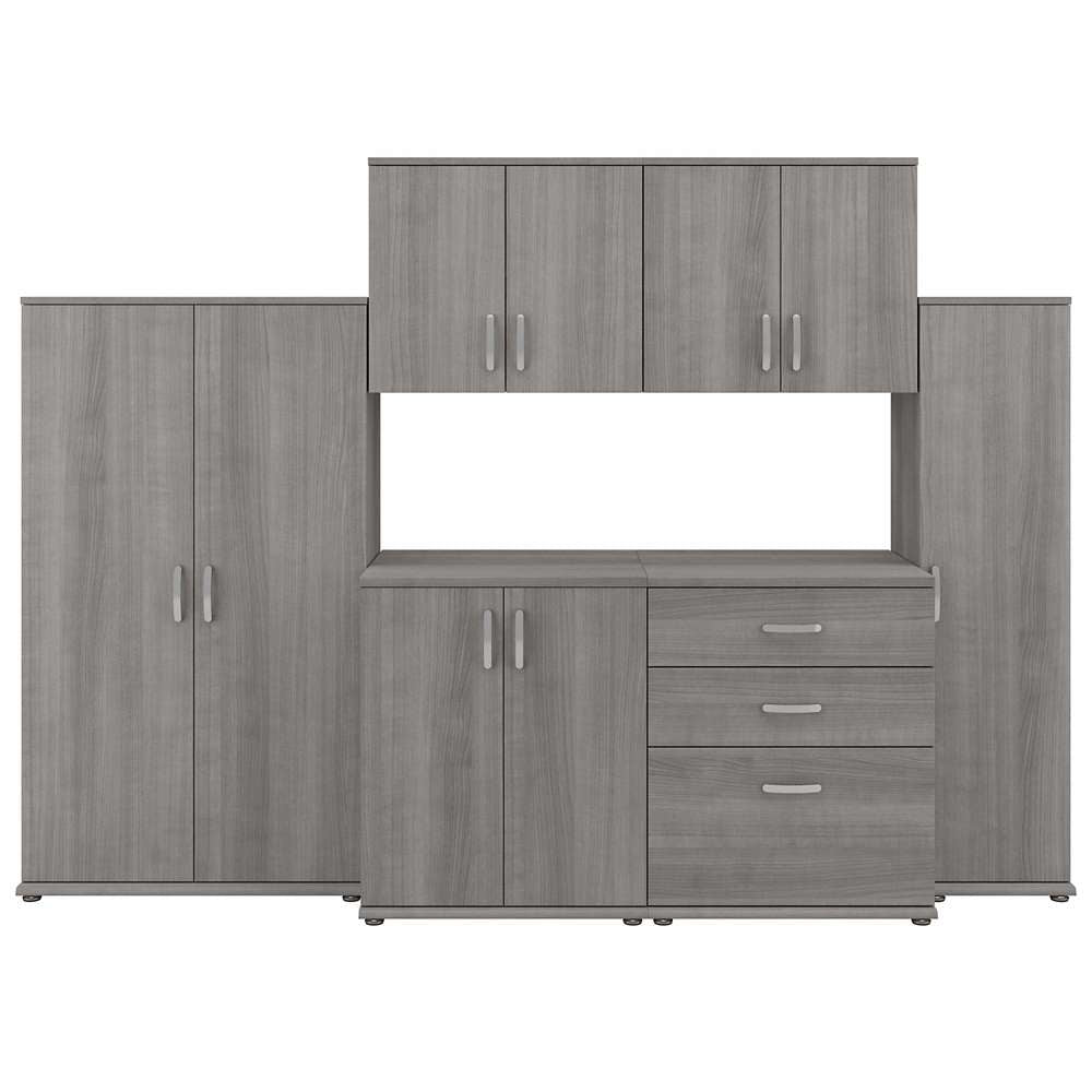 Bush Furniture - Universal 6 Piece Modular 108W 108W Laundry Room Storage Set with Floor and Wall Cabinets in Platinum Gray - LNS002PG veiw 1